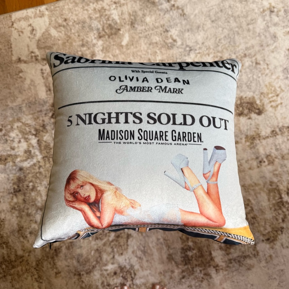 LIMITED EDITION Sabrina Carpenter NYC MSG merch Throw Pillow with Concert Design